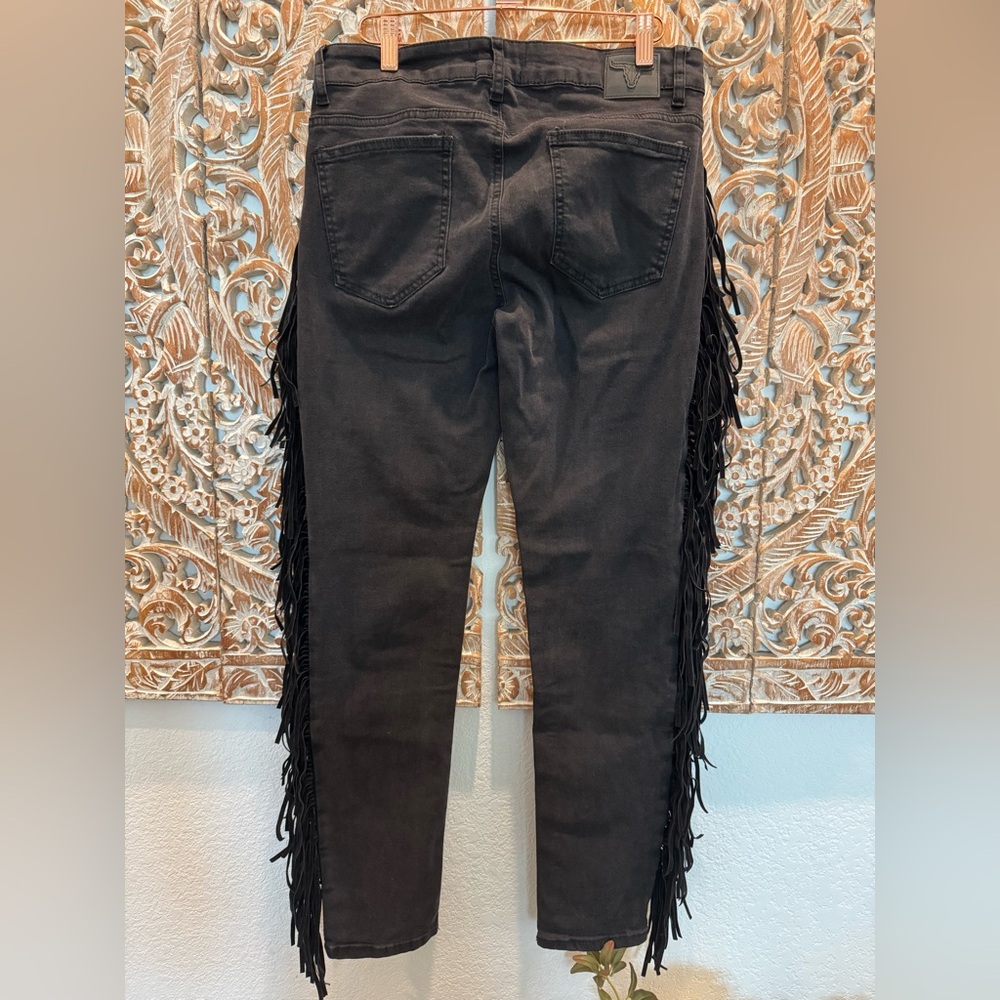 Lucky & Blessed Black Fringe Skinny Jeans - Picture 3 of 12